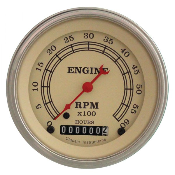 Classic Instruments® - Vintage Series 3-3/8" Tachometer, 6,000 RPM