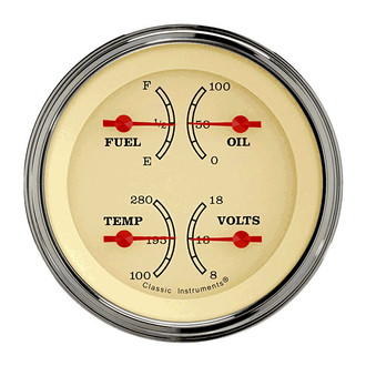 Classic Instruments® - Vintage Series 3-3/8" Quad Gauge, 75-10, 8-18 V