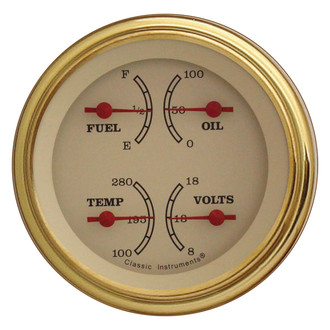 Classic Instruments® - Vintage Series 3-3/8" Quad Gauge, 240-33, 8-18 V