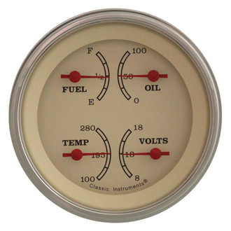 Classic Instruments® - Vintage Series 3-3/8" Quad Gauge, 0-90, 8-18 V
