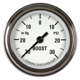Classic Instruments® - White Hot Series Boost/Vacuum Gauge, -30 in Hg +30 PSI