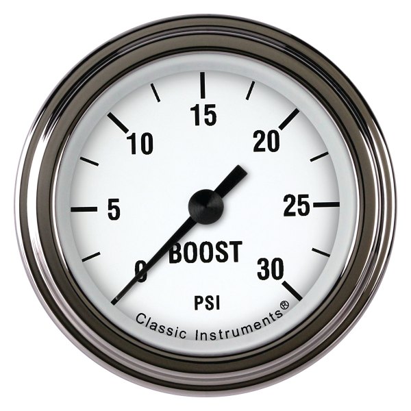 Classic Instruments® - White Hot Series 2-1/8" Boost Gauge, 30 psi