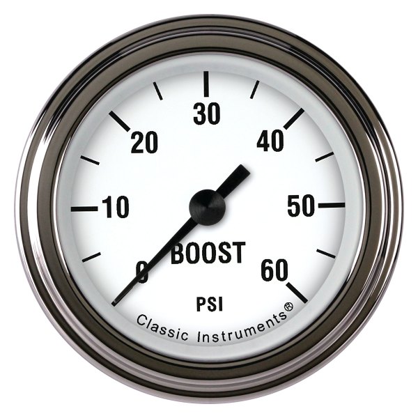 Classic Instruments® - White Hot Series 2-1/8" Boost Gauge, 60 psi