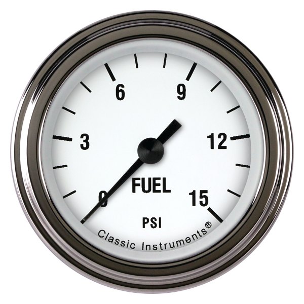 Classic Instruments® - White Hot Series 2-1/8" Fuel Pressure Gauge, 15 psi