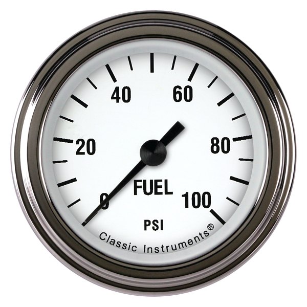 Classic Instruments® - White Hot Series 2-1/8" Fuel Pressure Gauge, 100 psi