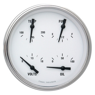 Classic Instruments® - White Hot Series Quad Gauge, 8-18 V