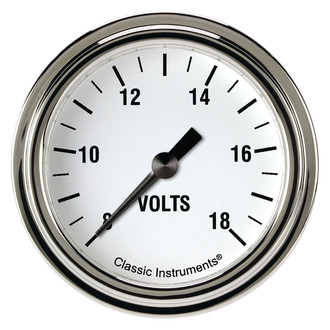 Classic Instruments® - White Hot Series Voltmeter, 8-18 V