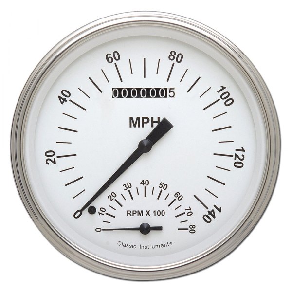 Classic Instruments® - White Hot Series 4-5/8" Speedtachular, 140 MPH