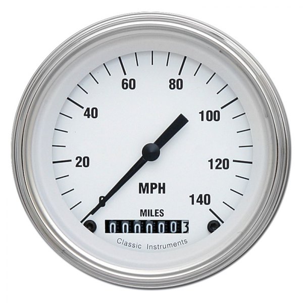 Classic Instruments® - White Hot Series 3-3/8" Speedometer, 140 MPH