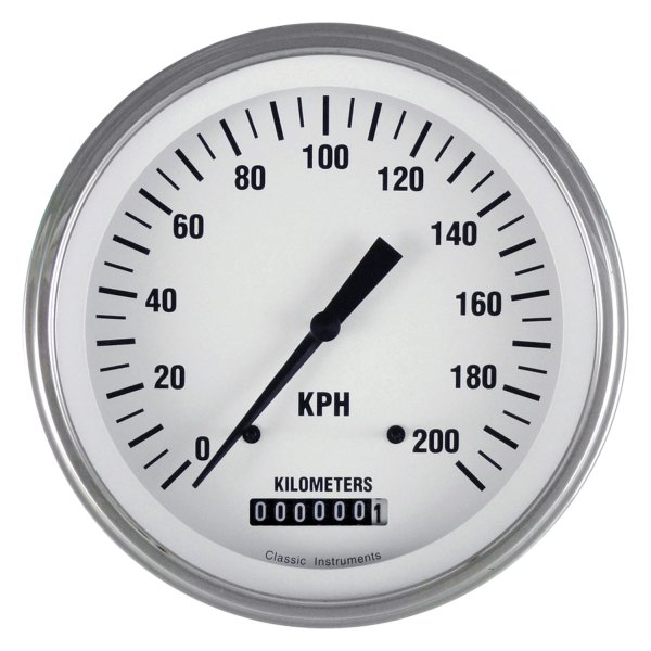 Classic Instruments® - White Hot Series 4-5/8" Speedometer, 200 KPH