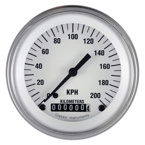 Classic Instruments® - White Hot Series 3-3/8" Speedometer, 200 KPH