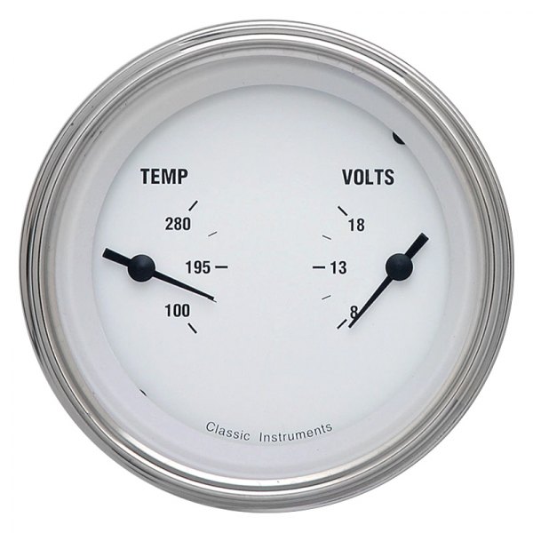 Classic Instruments® - White Hot Series 3-3/8" Temperature & Voltmeter Dual Gauge