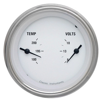 Classic Instruments® - White Hot Series 3-3/8" Dual Temperature & Volt Gauge