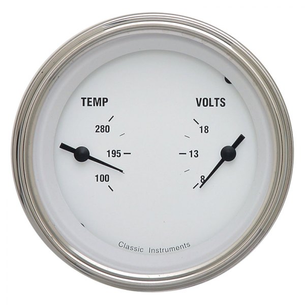 Classic Instruments® - White Hot Series 3-3/8" Temperature & Voltmeter Dual Gauge