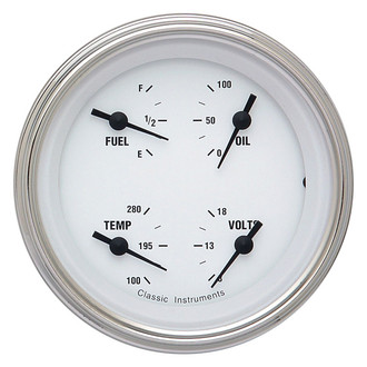 Classic Instruments® - White Hot Series 3-3/8" Quad Gauge, 240-33, 8-18 V