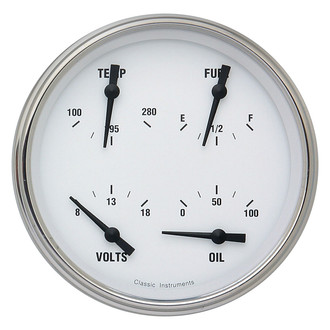 Classic Instruments® - White Hot Series 4-5/8" Quad Gauge, 0-90, 8-18 V