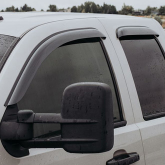 Clim Art® - Tape-On Dark Smoke Front and Rear Side Window Deflectors with 2 License Plate Frames