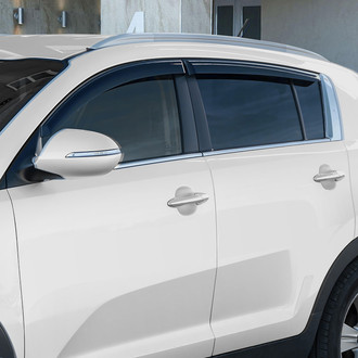 Clim Art® - Tape-On Dark Smoke Front and Rear Side Window Deflectors with 2 License Plate Frames