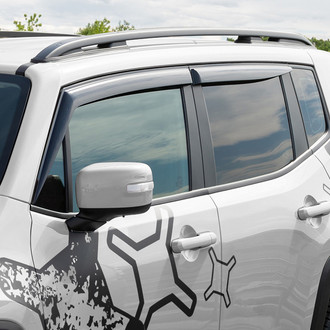 Clim Art® - Tape-On Dark Smoke Front and Rear Side Window Deflectors with 2 License Plate Frames