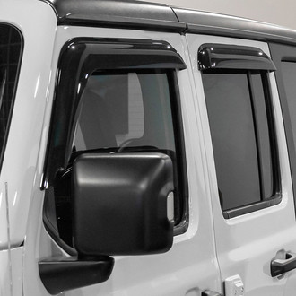 Clim Art® - Tape-On Dark Smoke Front and Rear Side Window Deflectors with 2 License Plate Frames