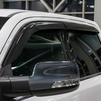 Clim Art® - Tape-On Dark Smoke Front and Rear Side Window Deflectors with 2 License Plate Frames