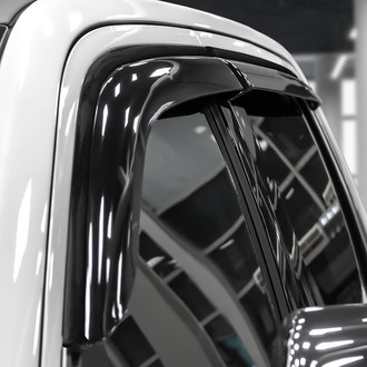 Clim Art® - Tape-On Dark Smoke Front and Rear Side Window Deflectors with 2 License Plate Frames