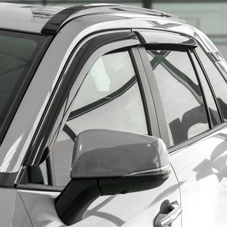 Clim Art® - Tape-On Dark Smoke Front and Rear Side Window Deflectors with 2 License Plate Frames
