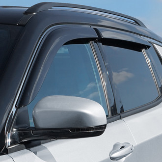 Clim Art® - Tape-On Dark Smoke Front and Rear Side Window Deflectors with 2 License Plate Frames