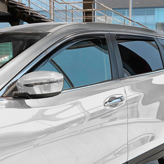 Clim Art® - In-Channel Dark Smoke Front and Rear Side Window Deflectors with 2 License Plate Frames