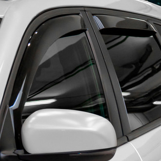 Clim Art® - In-Channel Dark Smoke Front and Rear Side Window Deflectors with 2 License Plate Frames