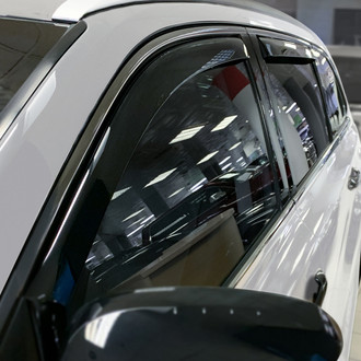 Clim Art® - In-Channel Dark Smoke Front and Rear Side Window Deflectors with 2 License Plate Frames