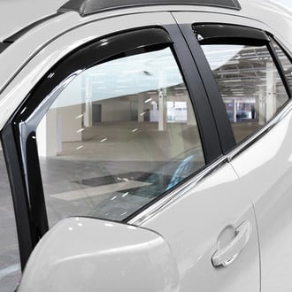 Clim Art® - In-Channel Dark Smoke Front and Rear Side Window Deflectors with 2 License Plate Frames