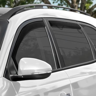 Clim Art® - In-Channel Dark Smoke Front and Rear Side Window Deflectors with 2 License Plate Frames