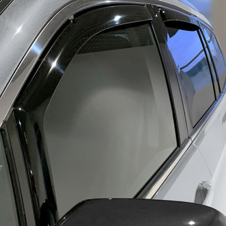 Clim Art® - In-Channel Dark Smoke Front and Rear Side Window Deflectors with 2 License Plate Frames
