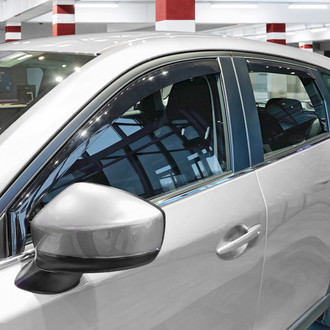 Clim Art® - In-Channel Dark Smoke Front and Rear Side Window Deflectors with 2 License Plate Frames