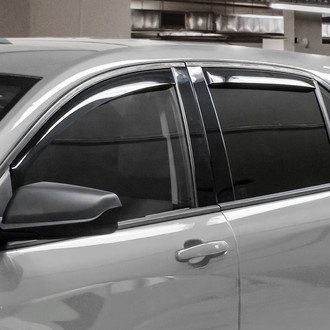 Clim Art® - In-Channel Dark Smoke Front and Rear Side Window Deflectors with 2 License Plate Frames