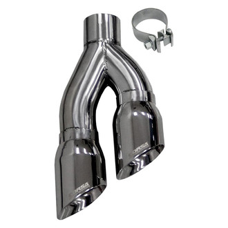 Corsa® - Pro-Series 304 SS Side Swept Round Angle Cut Clamp-On Dual Polished Exhaust Tip