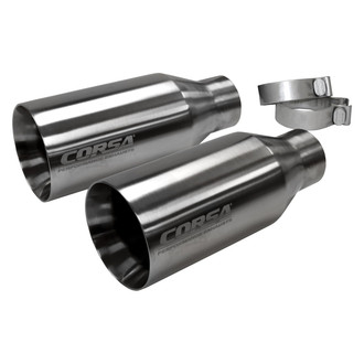 Corsa® - Pro-Series 304 SS Round Straight Cut Clamp-On Single Satin Polished Exhaust Tips
