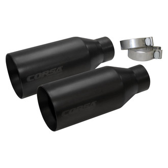 Corsa® - Pro-Series 304 SS Round Straight Cut Clamp-On Single Black Ceramic Coated Exhaust Tips