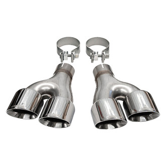 Corsa® - Pro-Series 304 SS Round Angle Cut Clamp-On Dual Polished Exhaust Tips