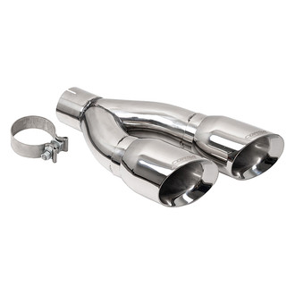 Corsa® - Pro-Series 304 SS Round Angle Cut Clamp-On Dual Polished Exhaust Tip