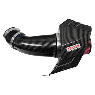 Corsa® - Open Element Plastic Black Carbon Fiber Cold Air Intake System with DryTech 3D Red Filter