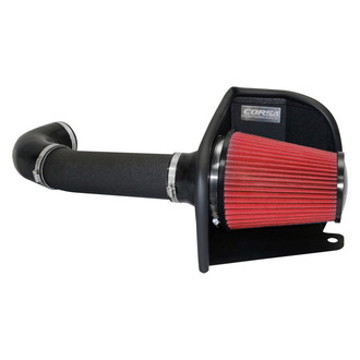 Corsa® - APEX Series Shielded Box Steel Wrinkle Black Cold Air Intake System with DryTech 3D Red Filter