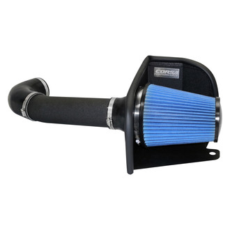 Corsa® - APEX Series Shielded Box Steel Wrinkle Black Cold Air Intake System with MaxFlow 5 Layer Oiled Blue Filter