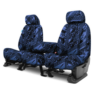 Coverking® - Designer Printed Neosupreme Graphic Tire Tracks 1st Row Blue Custom Seat Covers