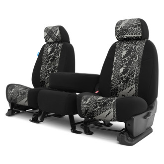 Coverking® - Designer Printed Neosupreme Graphic Tire Tracks 1st Row Gray Custom Seat Covers