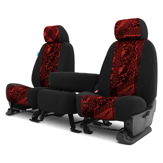 Coverking® - Designer Printed Neosupreme Graphic Tire Tracks 1st Row Red Custom Seat Covers