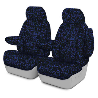 Coverking® - Designer Printed Neosupreme Organic Riverbed 1st Row Blue over Black Custom Seat Covers