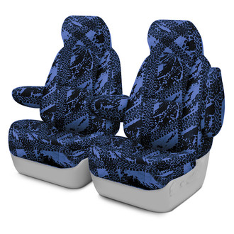 Coverking® - Designer Printed Neosupreme Graphic Tire Tracks 1st Row Blue Custom Seat Covers