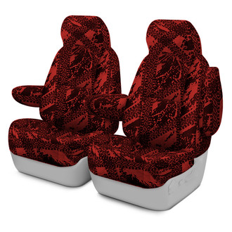 Coverking® - Designer Printed Neosupreme Graphic Tire Tracks 1st Row Red Custom Seat Covers